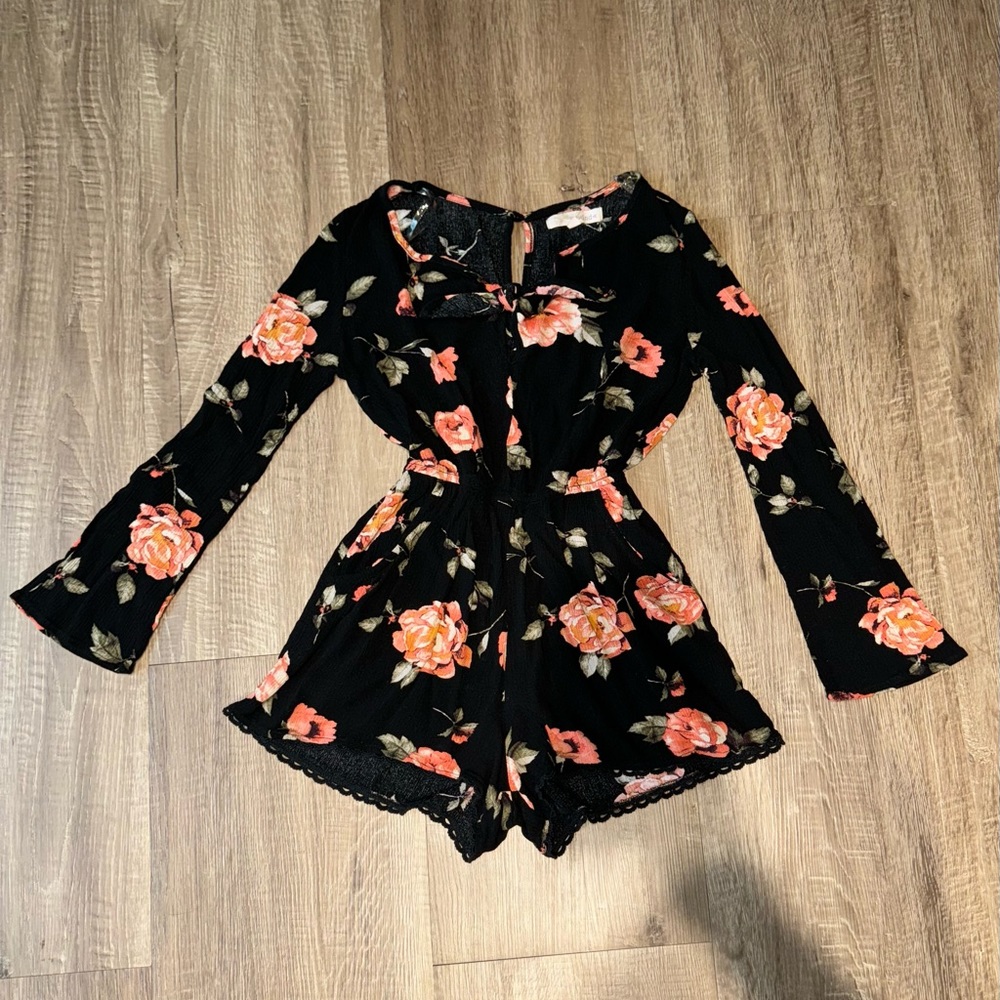 Black Flowy, Floral Romper